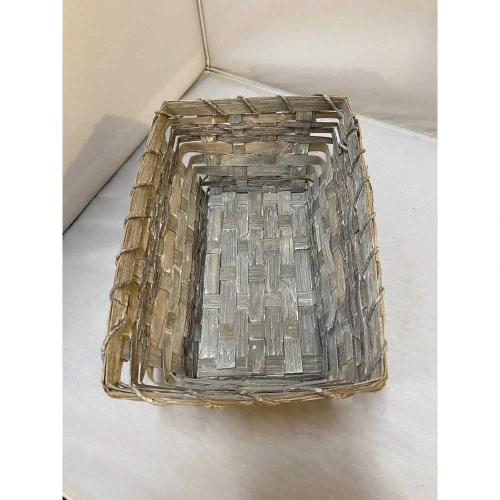 Woven Storage Basket Unisex OS Grey Whitewash Rustic Farmhouse Decor Coastal